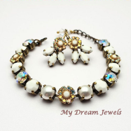 Armband Vintage Swarovski Flower Crystal AB/White