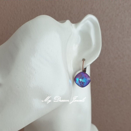 Oorbellen Square met Swarovski "Crystal Burgundy Delite "