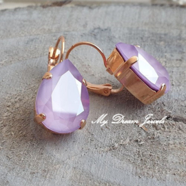 Oorbellen Sofia met Swarovski Druppel" Crystal Lilac"