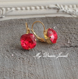 Oorbellen Square met Swarovski Light Siam
