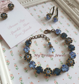 Oorbellen Alison met Swarovski "Light Sapphire "