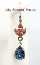 Oorhangers Leaf Swarovski Blush/Blue