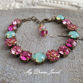Armband Vintage Flower Fuchsia met Swarovski Crystal