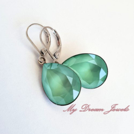 Oorhangers Swarovski Druppel Crystal Mint Green 18x13mm