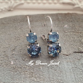 Oorbellen Lara met Swarovski  Denim Ignite & Denim Blue