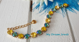 Armband Summer Sunshine Yellow/Turquoise met Swarovski Crystal