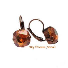 Oorbellen Square met Swarovski Crystal Copper