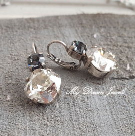 Oorbellen Square met Swarovski Crystal Silver Night / Silver Shade
