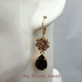 Oorhangers Vintage Swarovski Flower Brown