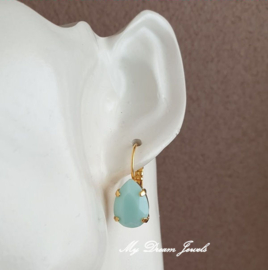 Oorbellen Belle met Swarovski Druppel "Mint Alabaster"