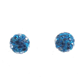 Sterling Silver 925 Oorstekers bal met Swarovski crystal Blue