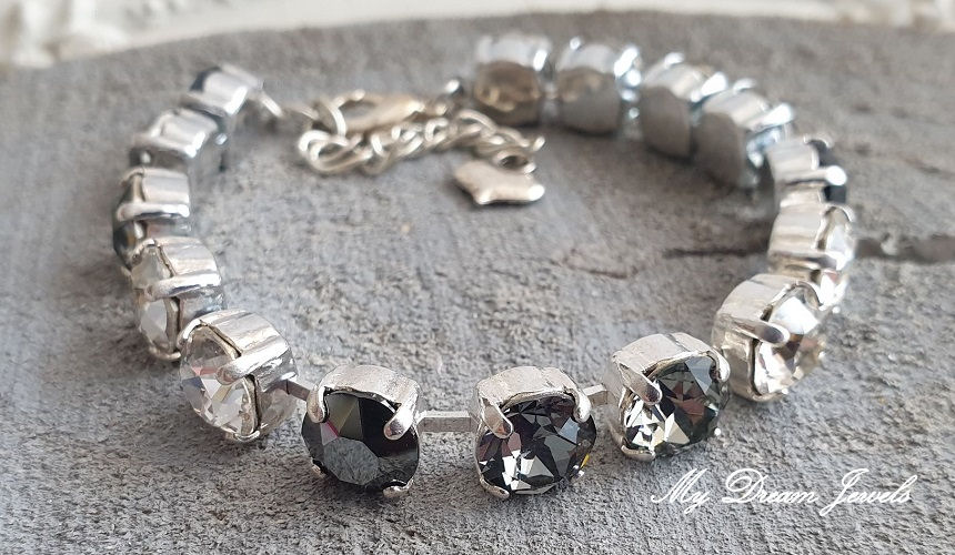 Armband Alison "Crystal Black Shade" met Swarovski Crystal