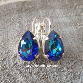 Oorbellen Belle met Swarovski Druppel "Crystal Bermuda Blue"