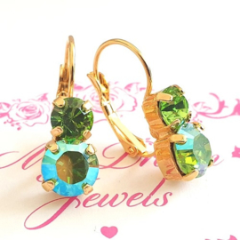 Oorbellen Lara met Swarovski  "Summer Green"