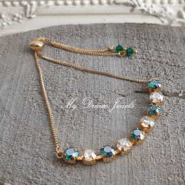 Verstelbare Armband Green Moonlight met Swarovski Crystal