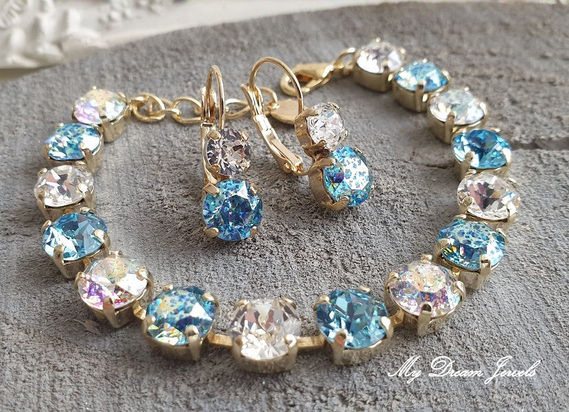 Armband Alison "Twinkle Aqua Patina" met  Swarovski Crystal