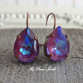 Oorbellen Sofia met Swarovski Druppel 18x13mm" Crystal Burgundy Delite"