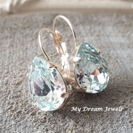 Oorbellen Belle met Swarovski Druppel "Light Azore"