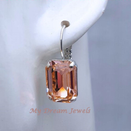 Oorbellen met Vintage Swarovski Octagon Light Peach