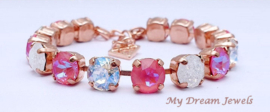 Armband Alison " Crystal Pink Delite  " met o.a. Swarovski Crystal