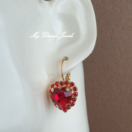 Luxe Oorbellen met Swarovski Hart Light Siam