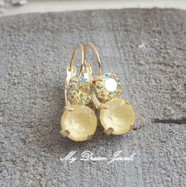 Oorbellen Lara met Swarovski  " Shine Soft Yellow "