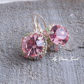 Oorbellen "Shiny Multi Light Pastel" met Swarovski Crystal