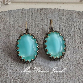 Oorbellen Crown " Vintage Givré Aqua Crystal"