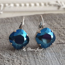 Oorbellen Square met Swarovski " Crystal Metallic Blue"