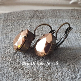 Oorbellen Belle met Swarovski Druppel "Crystal Rose Gold"