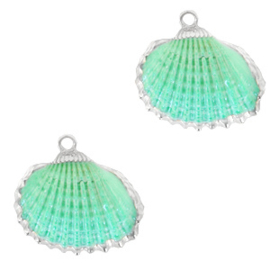 Schelp Hanger Turquoise groen met Zilver