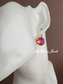 Oorbellen Rivoli met  Swarovski " Rose Brandy"