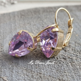 Oorbellen Becca met Swarovski Druppel "Violet"