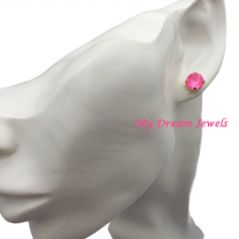 Oorbellen/ Steker Alison met Swarovski Crystal Electric Pink