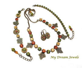 Ketting Bronze Leaves met Swarovski Crystal