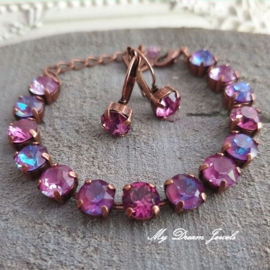 Oorbellen Alison met Swarovski " Dark Rose "