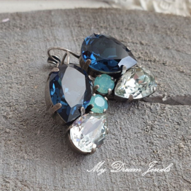 Oorbellen met Swarovski Druppel Montana de Luxe