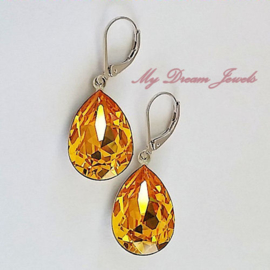 Oorhangers Swarovski Druppel Sunflower 18x13mm