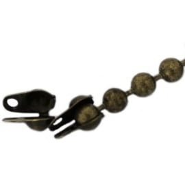 DQ Ball Chain Eindkapje Antiek Bronskleurig 2mm