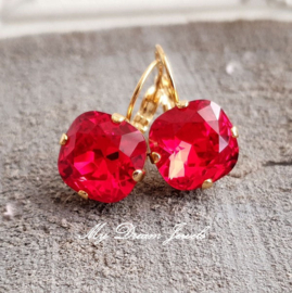 Oorbellen Square met Swarovski Light Siam