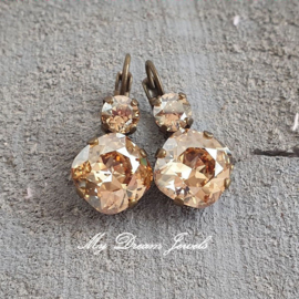Oorbellen Square met Swarovski Crystal Golden Shadow