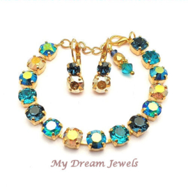 Armband met Swarovski Crystal Montana Blue/ Metallic Sunshine/Blue Zircon