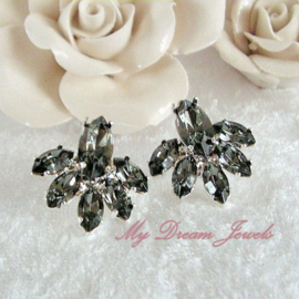 DQ Oorstekers Antiek Zilver voor Swarovski Navette 15x7mm en 10x5mm