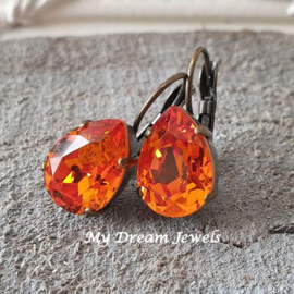 Oorbellen Belle met Swarovski Druppel "Tangerine"