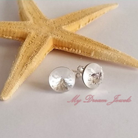 Sterling Silver 925 Oorstekers met Swarovski Sea Urchin Crystal 10mm