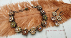 Oorhangers Vintage Flower Light Brown