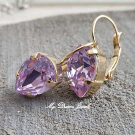 Oorbellen Becca met Swarovski Druppel "Violet"