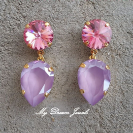 Oorstekers met Swarovski Crystal  Pink Lilac
