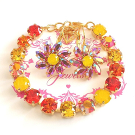 Oorbellen Daisy Flower  Sun of Fire met Swarovski Crystal