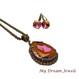 Luxe Ketting met Swarovski druppel Lilac Shadow